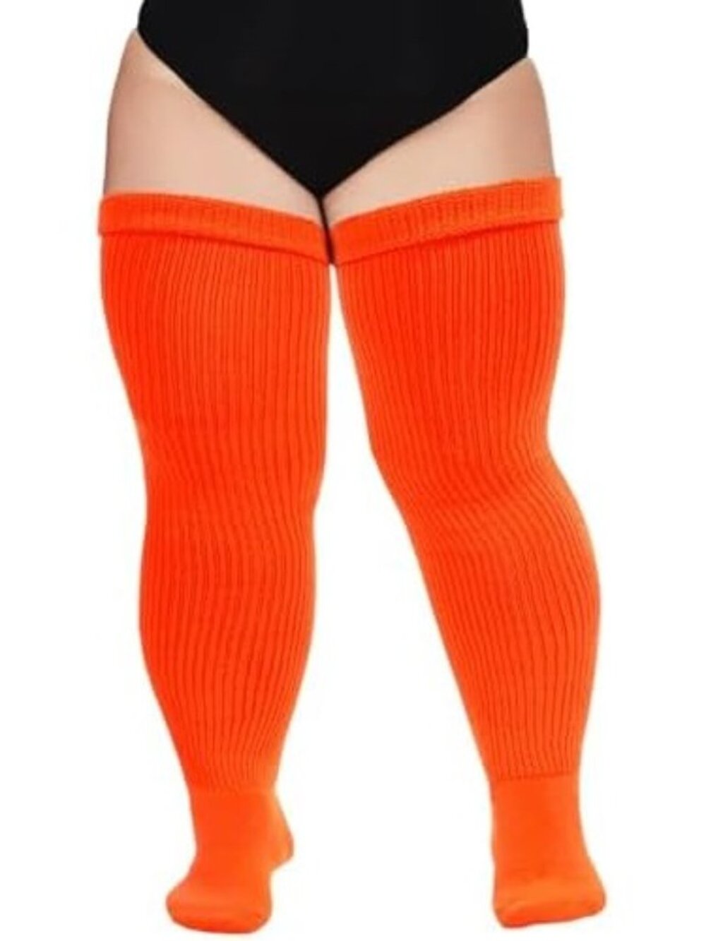 PLUS SIZE Thigh High Socks Extra Long Over The Knee Stocking Orange